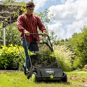 push lawn sweeper to pick up pine needles