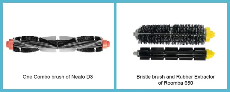 one combo brush of neato d3 vs bristle brush and rubber extractor of roomba 650