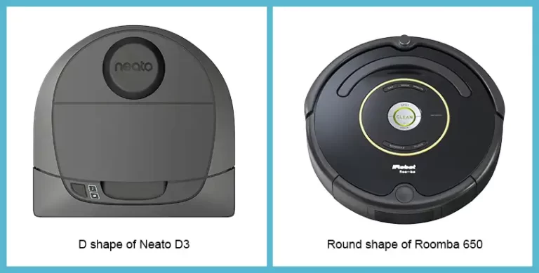d shape of neato d3 vs round shape of roomba 650